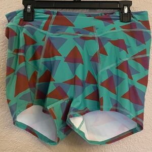 FREE PEOPLE FP Movement Retro Print Shorts Green